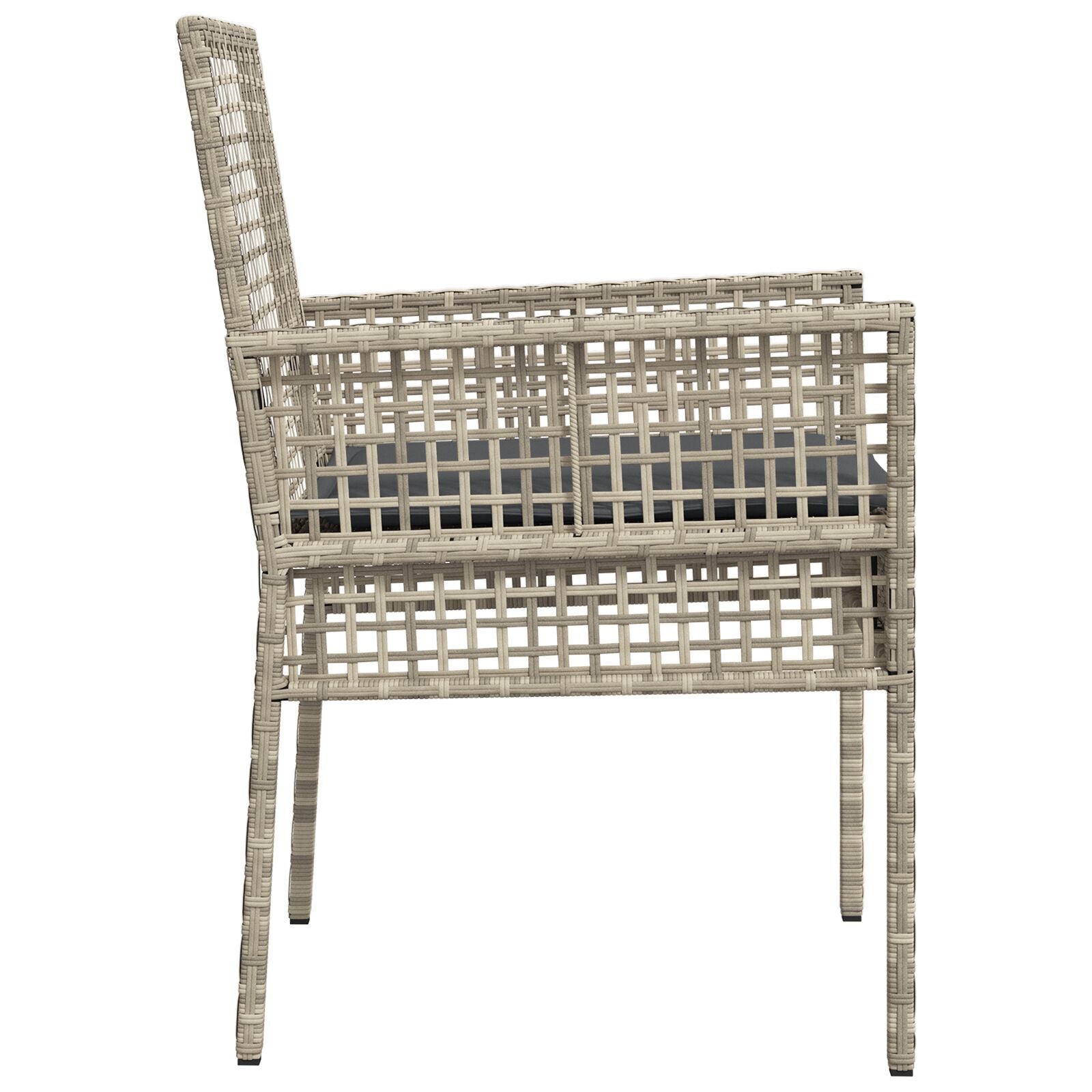Tuinstoelen 2 Stuks Met Kussens Poly Rattan Lichtgrijs en Donkergrijs