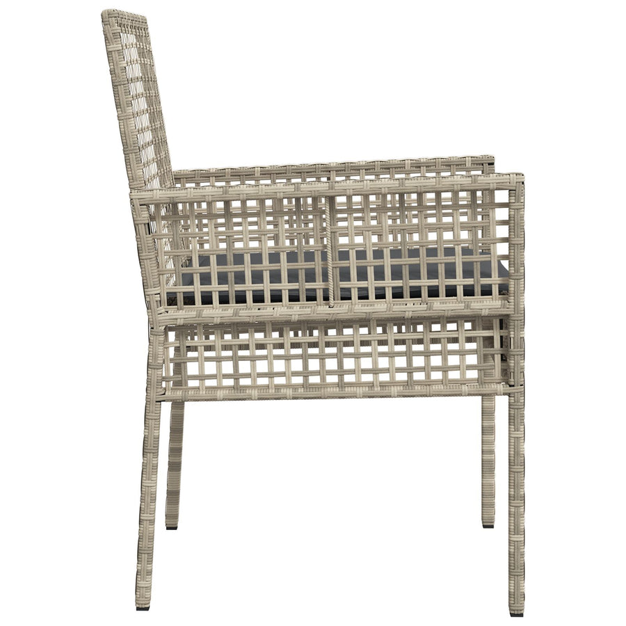 Tuinstoelen 2 Stuks Met Kussens Poly Rattan Lichtgrijs en Donkergrijs
