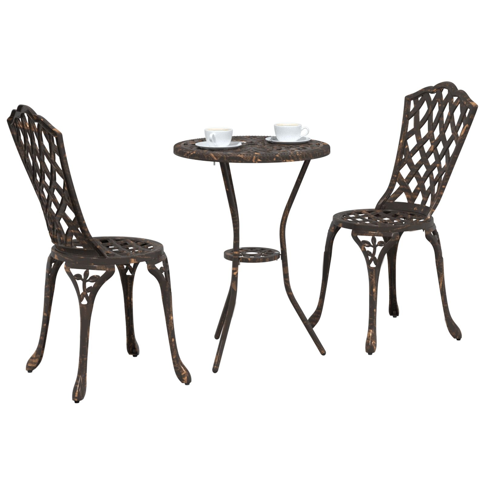 3-Delige Bistro Set Voor In De Tuin - Gietaluminium Brons