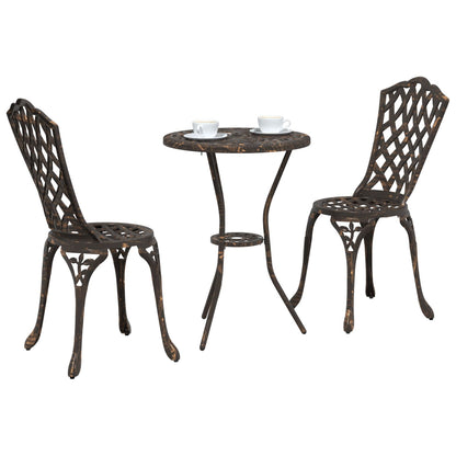 3-Delige Bistro Set Voor In De Tuin - Gietaluminium Brons