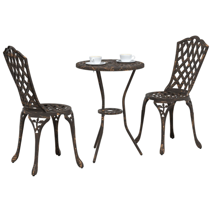 3-Delige Bistro Set Voor In De Tuin - Gietaluminium Brons