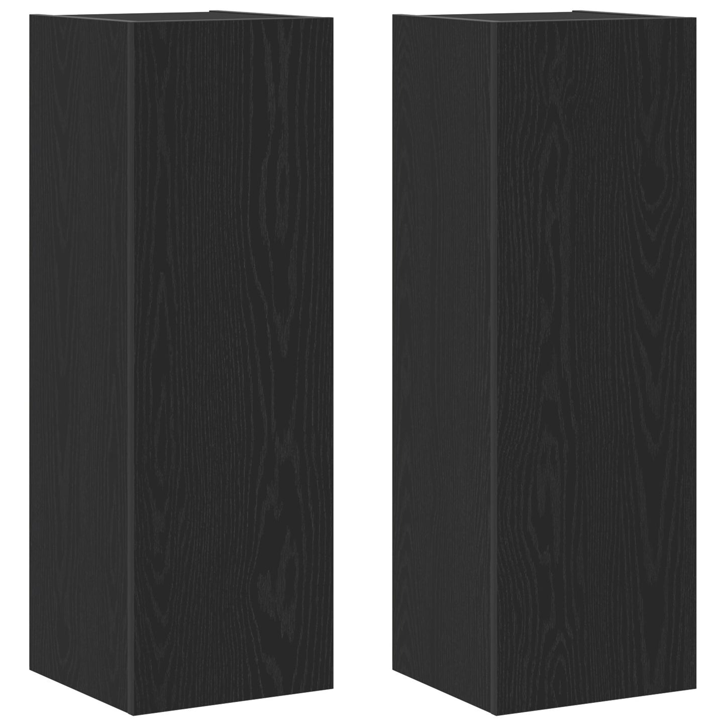 Wandmontage Tv-Kasten 2 Stuks Zwart Eiken 30,5X30X90 Cm Bewerkt Hout