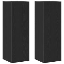 Wandmontage Tv-Kasten 2 Stuks Zwart Eiken 30,5X30X90 Cm Bewerkt Hout