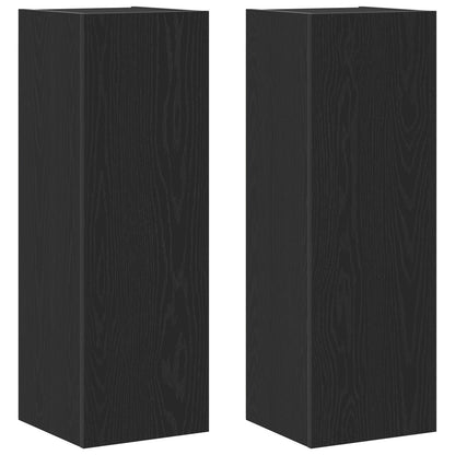 Wandmontage Tv-Kasten 2 Stuks Zwart Eiken 30,5X30X90 Cm Bewerkt Hout