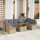 Garden Sofa Set with Cushion 10 pcs Beige Polyrattan