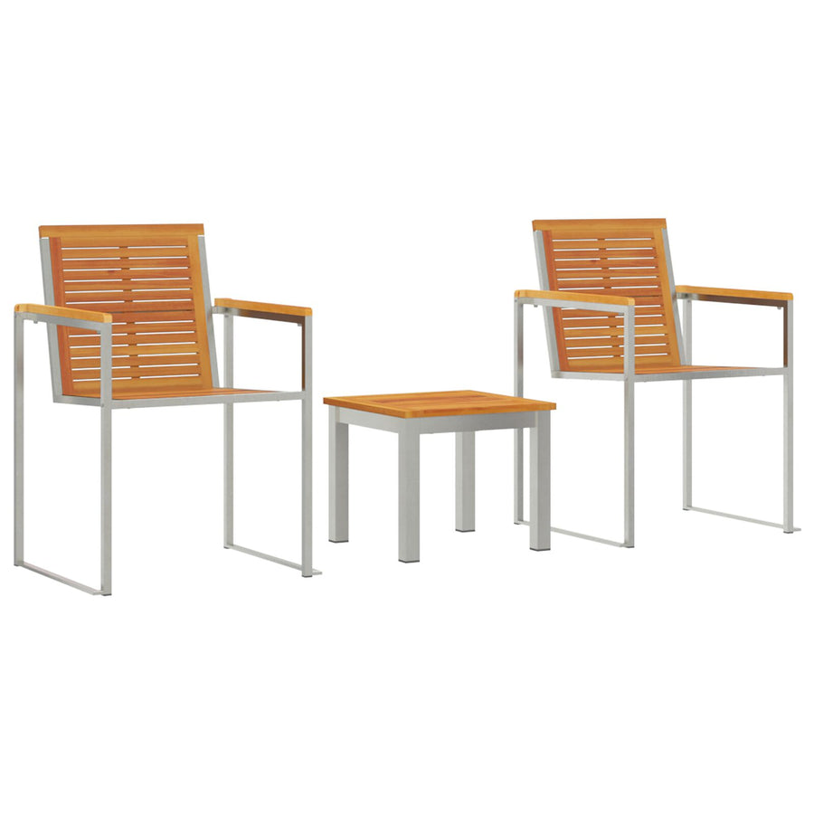 Ligbed met Tuinstoelen 3 pcs Massief Acaciahout
