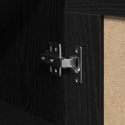 Wandkast Zwart Eiken 69,5X34X90 Cm Bewerkt Hout