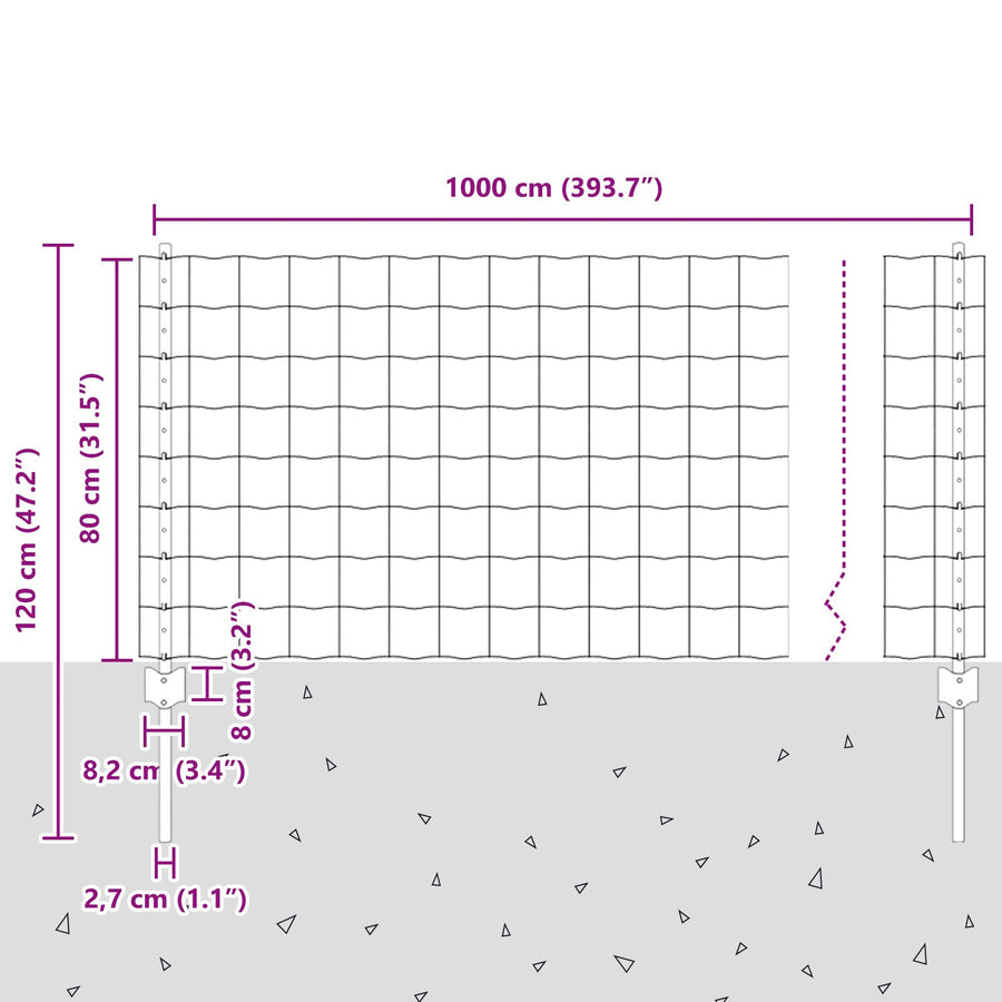 Tuinhek Set Set Van 2 Groen Staal 10 X 0.8 M Duurzaam Tuinhek