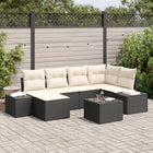 Outdoor Sofa Set with cushions 7 pcs Black and cream Poly rattan