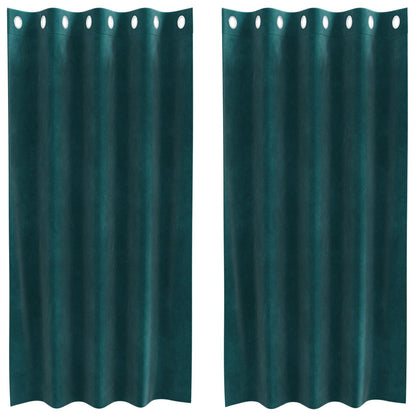 Zwartoutgordijnen 2 Stuks E Velours Donkergroen 140 x 175 cm met oogjes