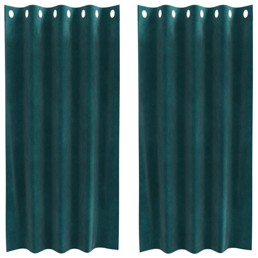 Zwartoutgordijnen 2 Stuks E Velours Donkergroen 140 x 175 cm met oogjes