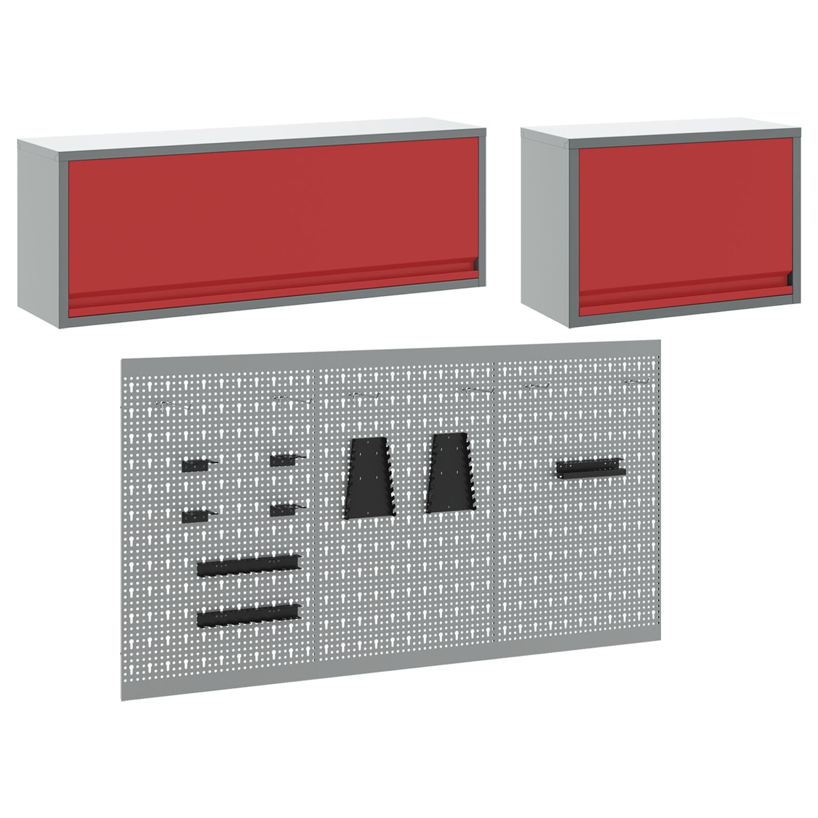 5-Delige Gereedschapskast En Pegboard Set Muurbevestiging Rode Metaal