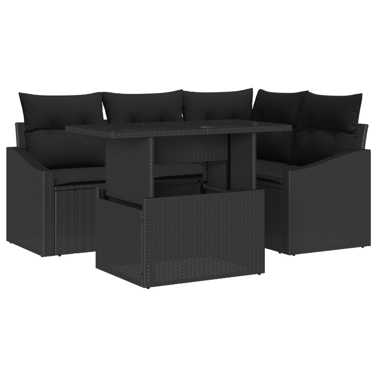 Tuinsofa Set Set Van 5 Zwart Rattan Tuinhoek Sofa Rechthoekig