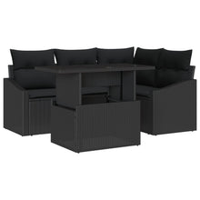 Tuinsofa Set Set Van 5 Zwart Rattan Tuinhoek Sofa Rechthoekig