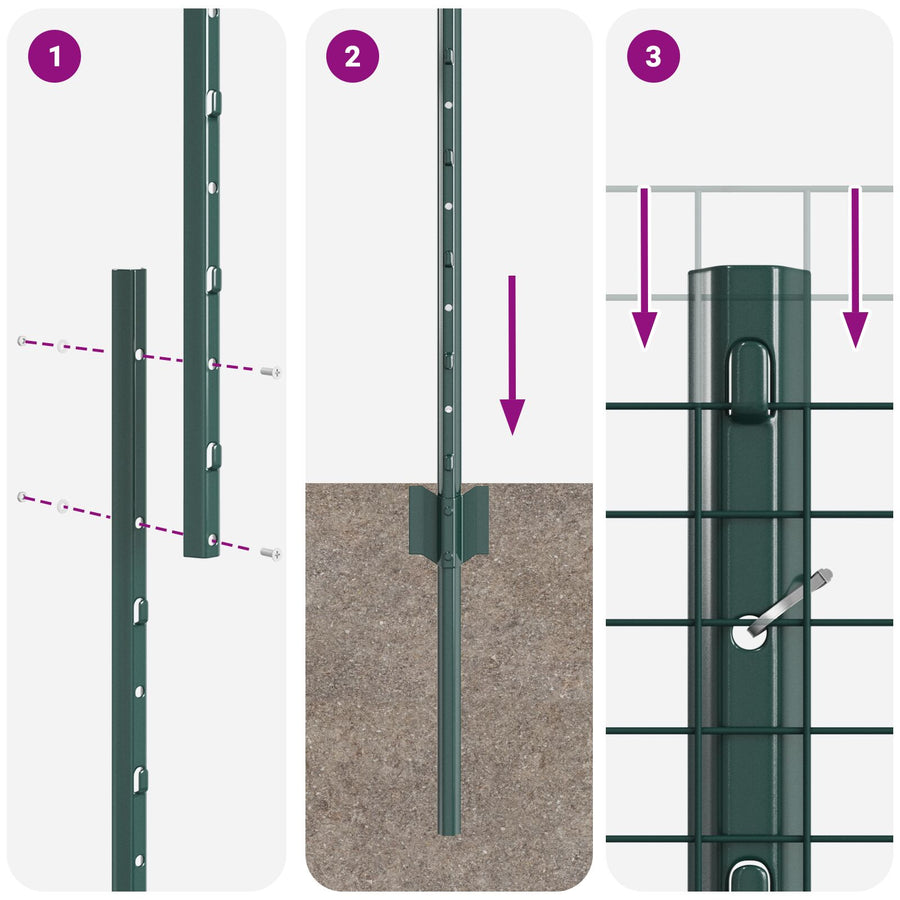 Gelaste Draad Omheining Met 11 U-Palen Groen 1.4X25 M Staal