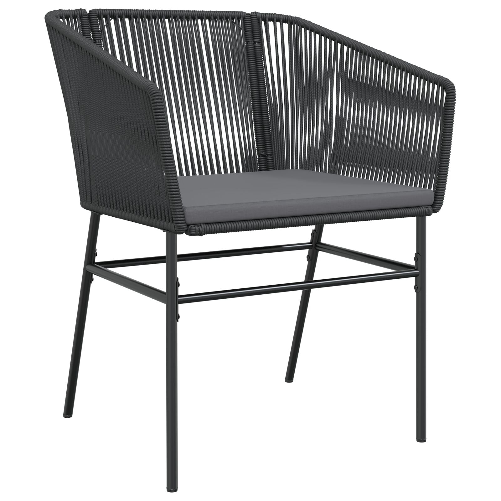 Set Van 3 Zwart Pe Riet, Gepoedercoat Staal Medium