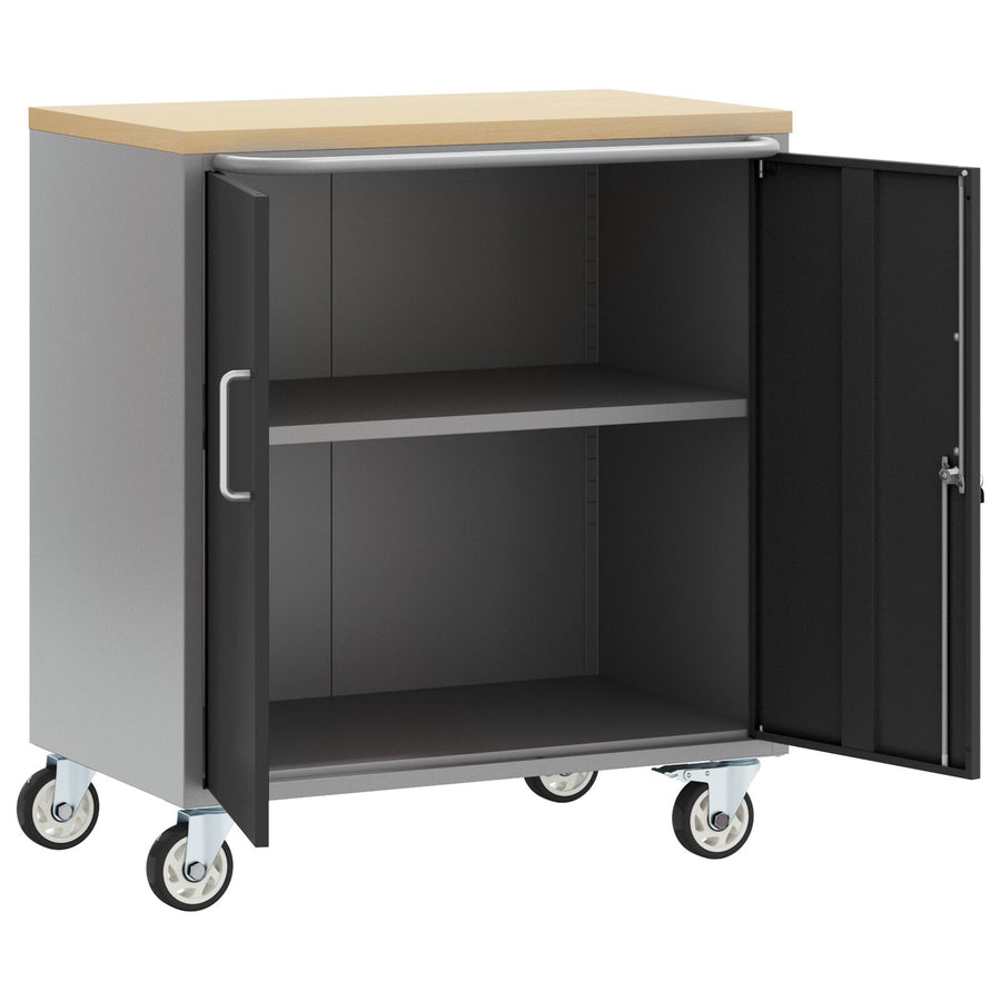 Gereedschapskast Met Wielen En Vergrendeling 75X45X85 Cm Staal Zwart en grijs met 1 schap