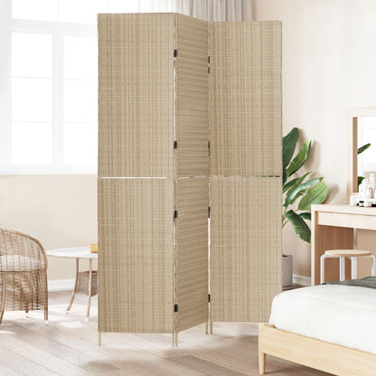 Ruimteverdeler 3 Panels Vouwbaar 146X Poly Riet 200 cm Beige 3 panelen