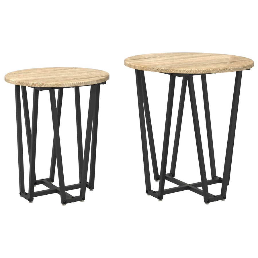 Bijzettafel 2 Stuks Gelaagd Hout En Metaal Sonoma eiken