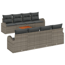 9-Delige Tuin Sofa Set Met Kussens Grijs Poly Rattan Acacia