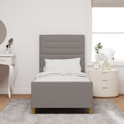 Bedframe In Taupe, 80X200 Cm, Stoffen Crème