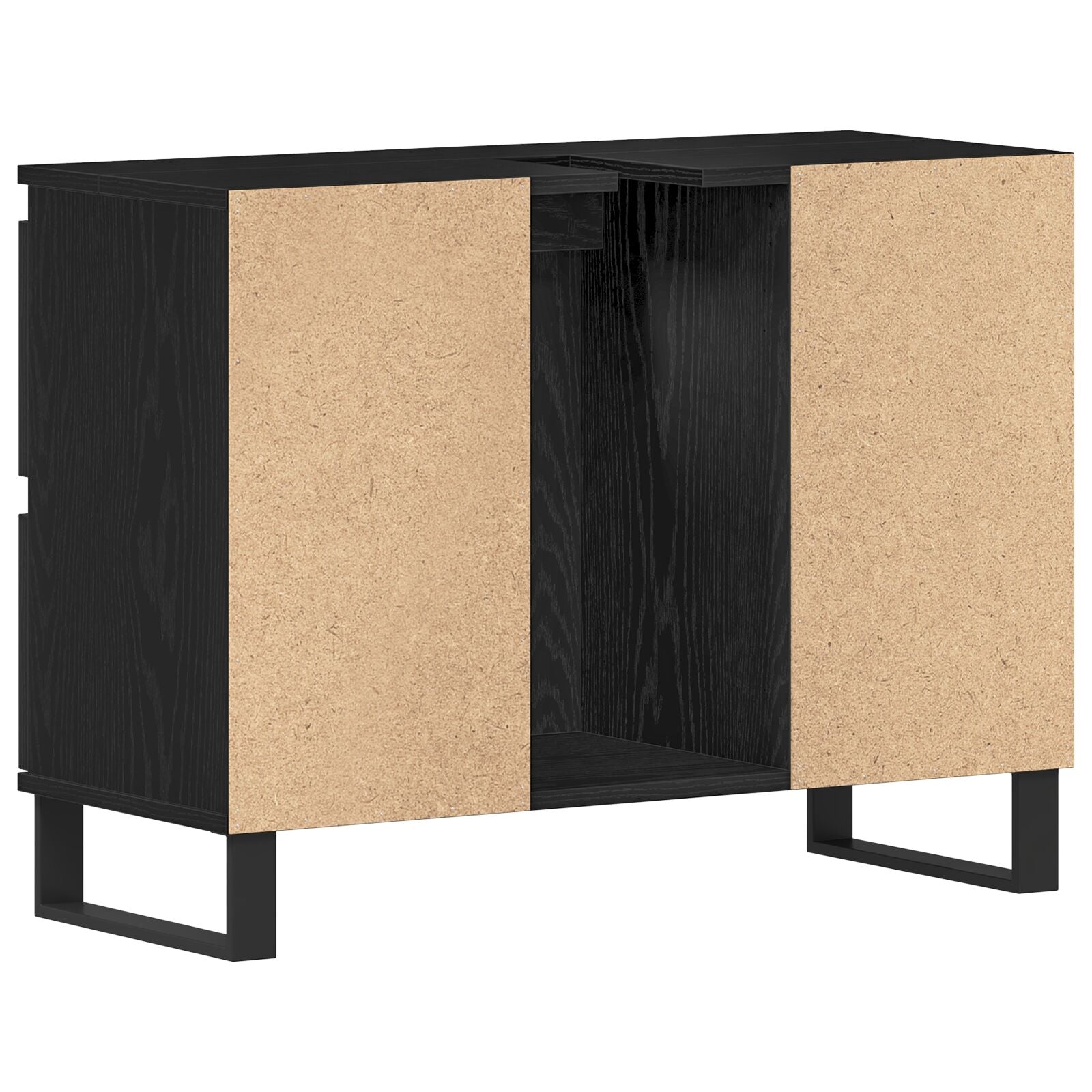 Badkamer Waskast Zwart Eiken 80X33X60 Cm Bewerkt Hout