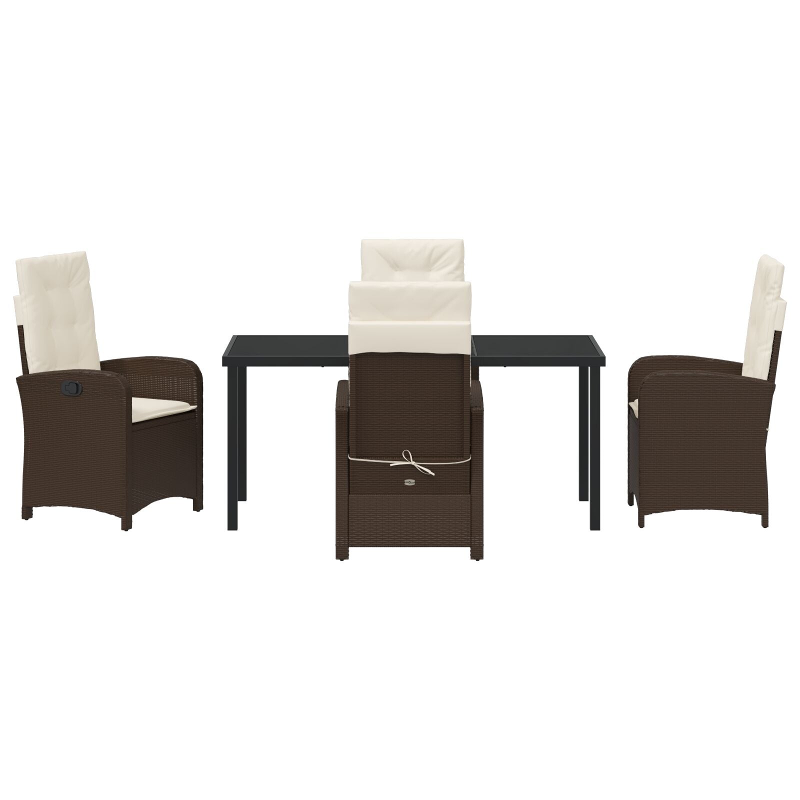 5-Delige Tuin Eetset Met Kussens Bruin Poly Rattan