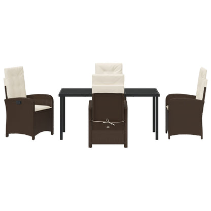 5-Delige Tuin Eetset Met Kussens Bruin Poly Rattan