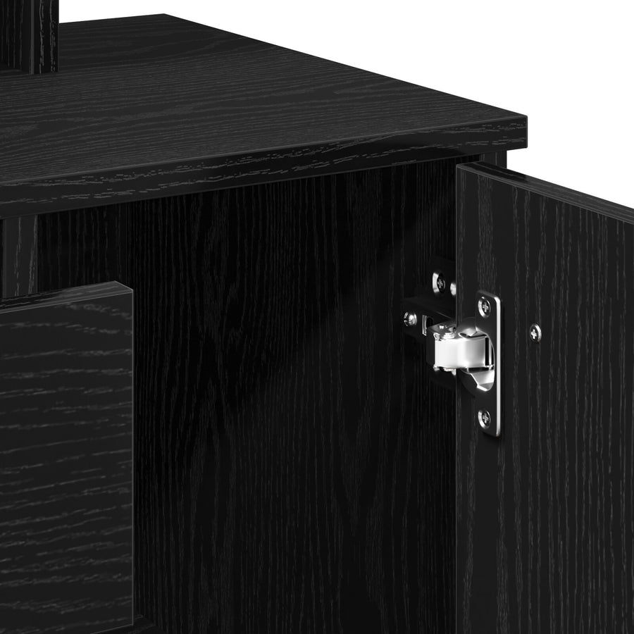 Zwarte Eikenhouten Kaptafel Met Spiegel - 86.5 X 35 X 136 Cm