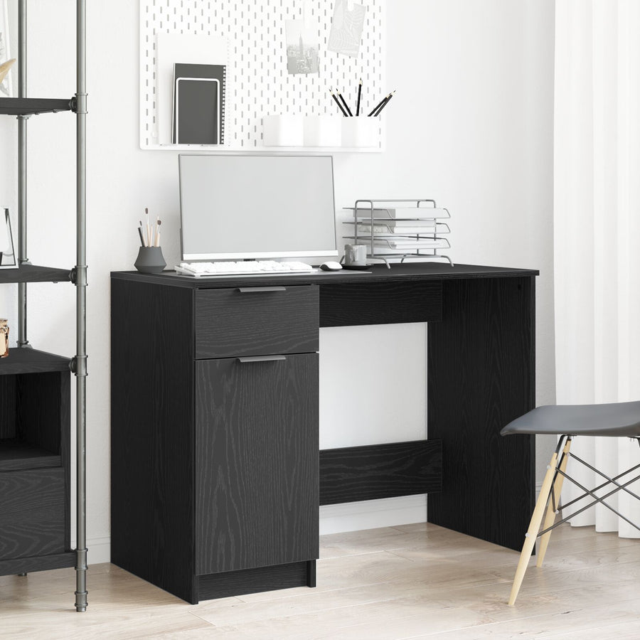 Zwarte Eiken Bureau - 100X50X75 Cm - Gemaakt Van Bewerkt Hout