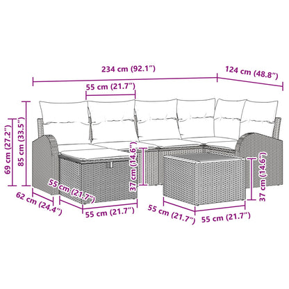 7 Delige Tuin Sofa Set Met Kussens Zwart Poly Rattan