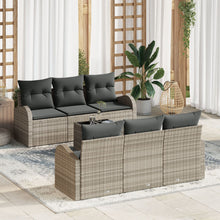 7-Delige Tuinsalonset Met Kussens Lichtgrijs Poly Rattan