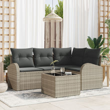 5 Delige Tuin Sofa Set Met Kussens Grijs Poly Rattan Lichtgrijs met tafel