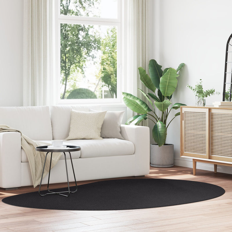 Vloerkleden Wol Decoratieve Details Zwart 160 x 230 cm OVAL-REGENDROP