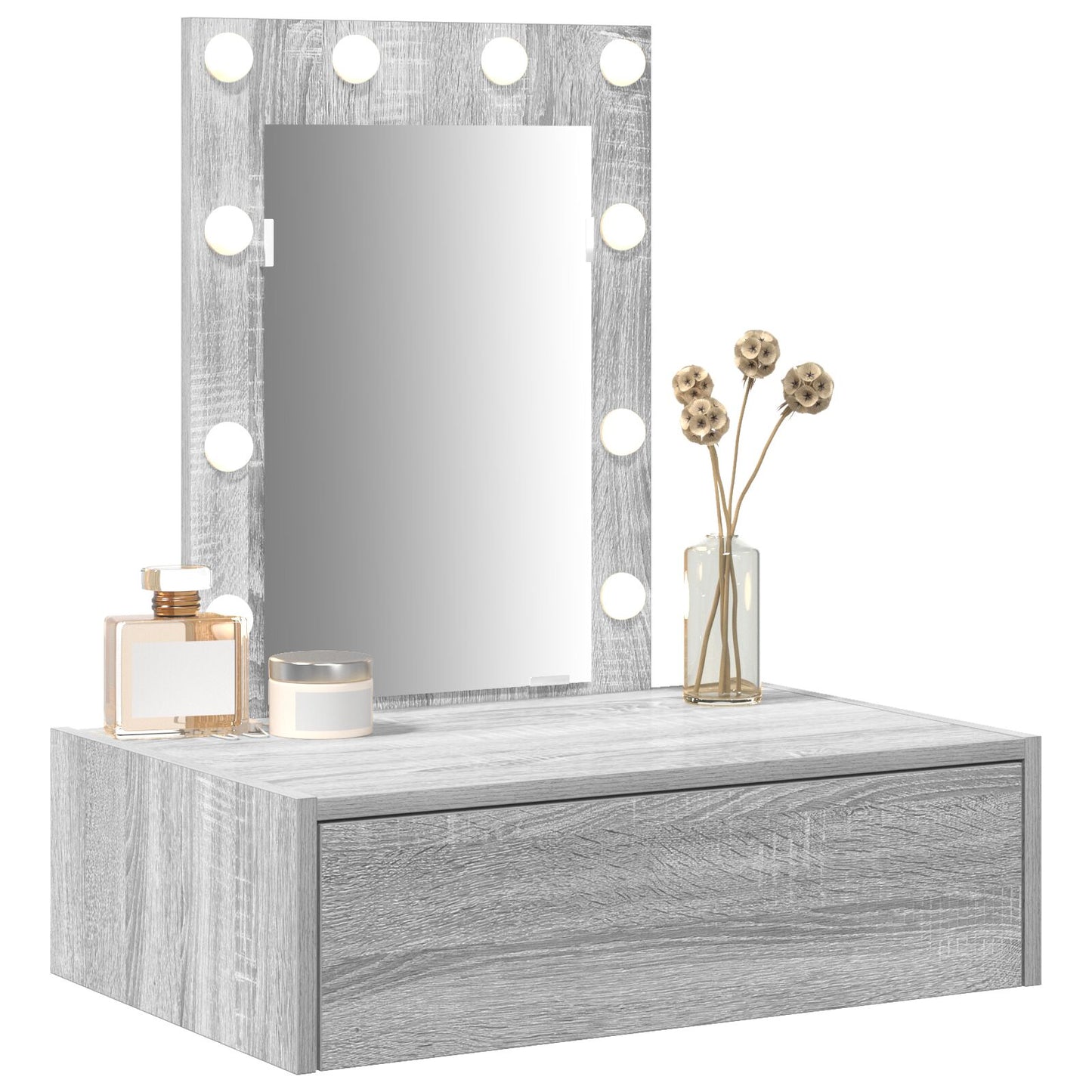 Wandkaptafel Verlichting 60 x 40 x 70 cm Grijs sonoma met LED