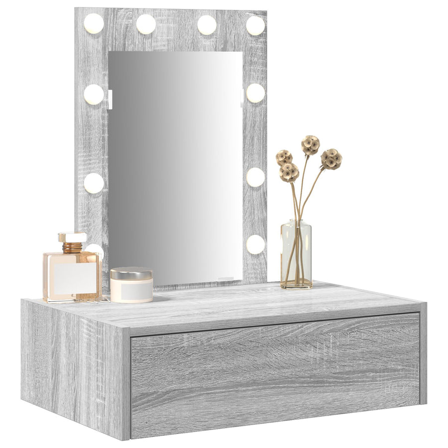 Wandkaptafel Verlichting 60 x 40 x 70 cm Grijs sonoma met LED