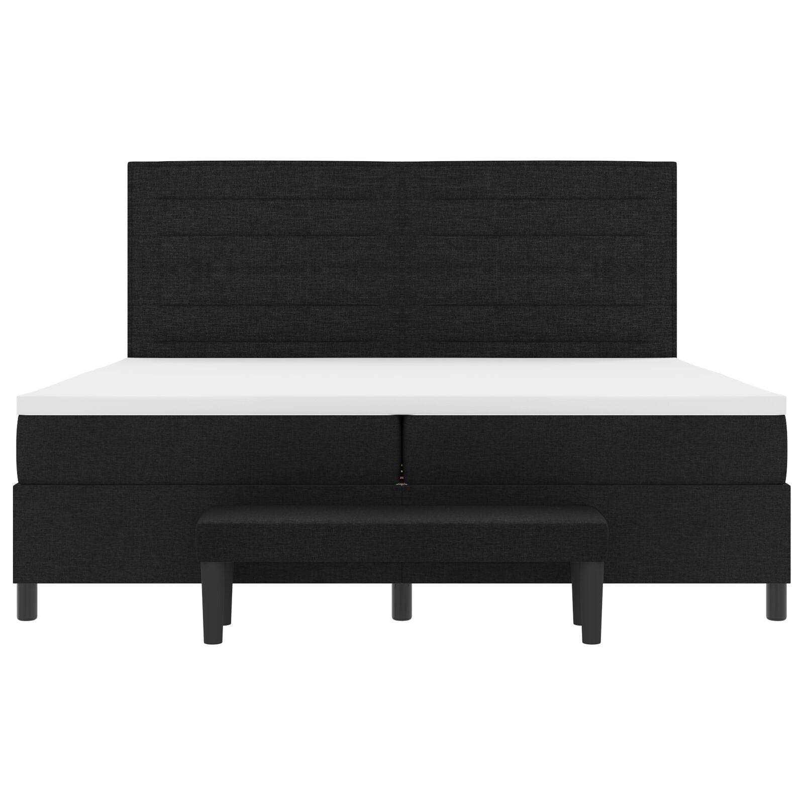 Boxspring Bed Met Matras & Bank Stof Zwart 200 x 200 cm Lijnen ontwerp