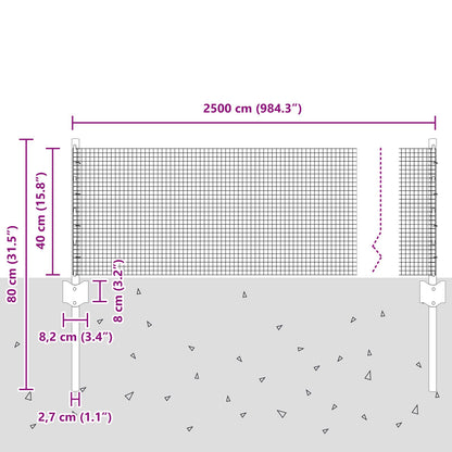 Gelaste Draadhek Met 11 U-Palen Zilver 0.4X25 M Staal