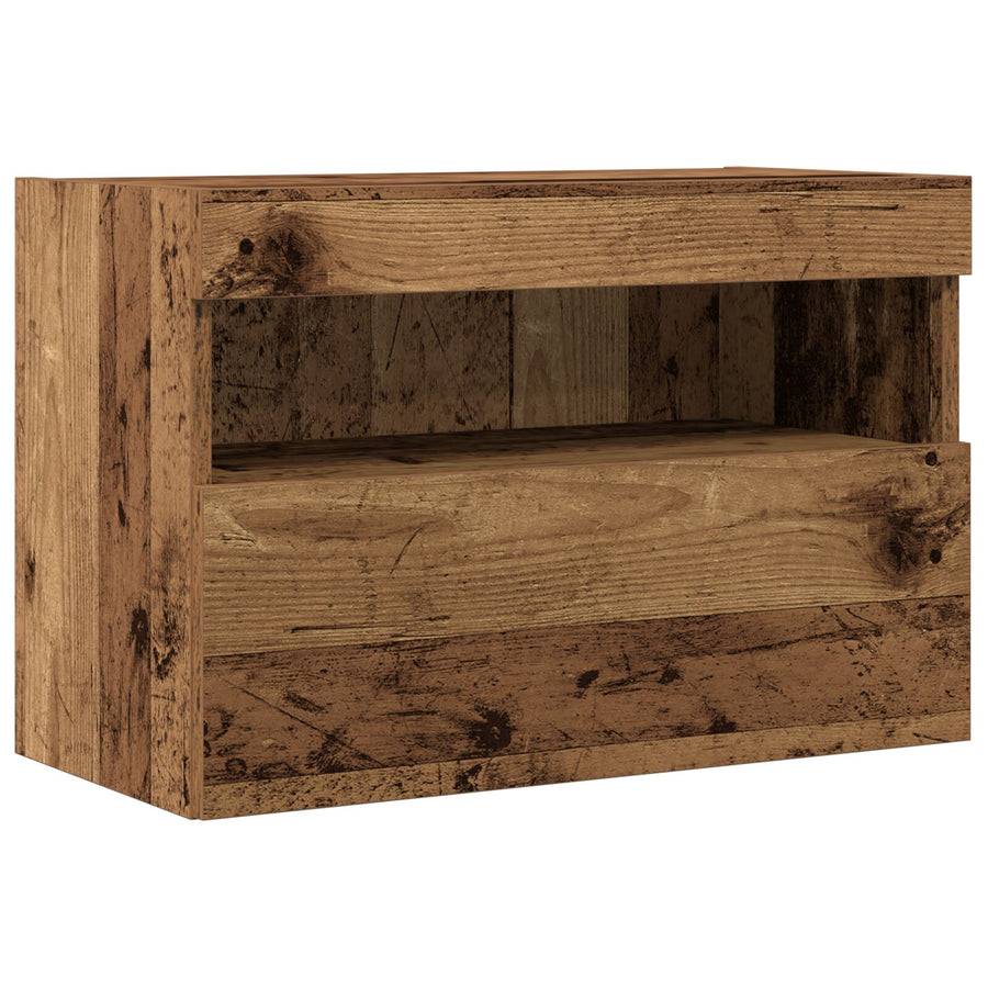 Tv Wandkasten Met Led Verlichting 2 Stuks Oud Hout Oude hout