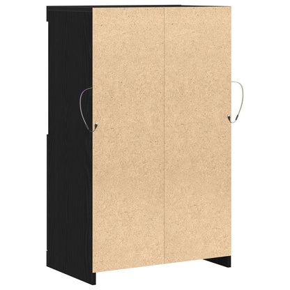 Dressoir Met Led Verlichting Zwart Eik 60X37X100 Cm Zwart eiken