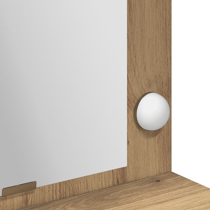 Make-Up Tafel Met Led Lichten In , Ambachtelijk eiken 100 x 41 x 135 cm