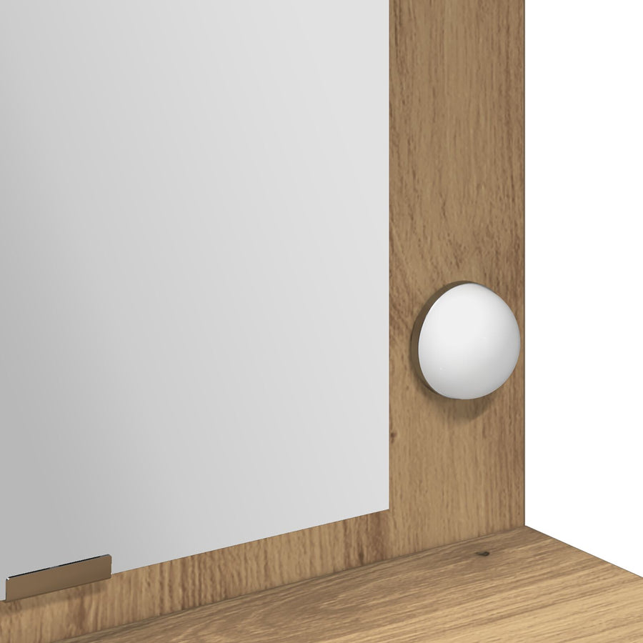 Make-Up Tafel Met Led Lichten In , Ambachtelijk eiken 100 x 41 x 135 cm
