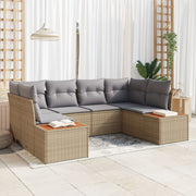 Tuin loungeset 6-delig polyrattan beige