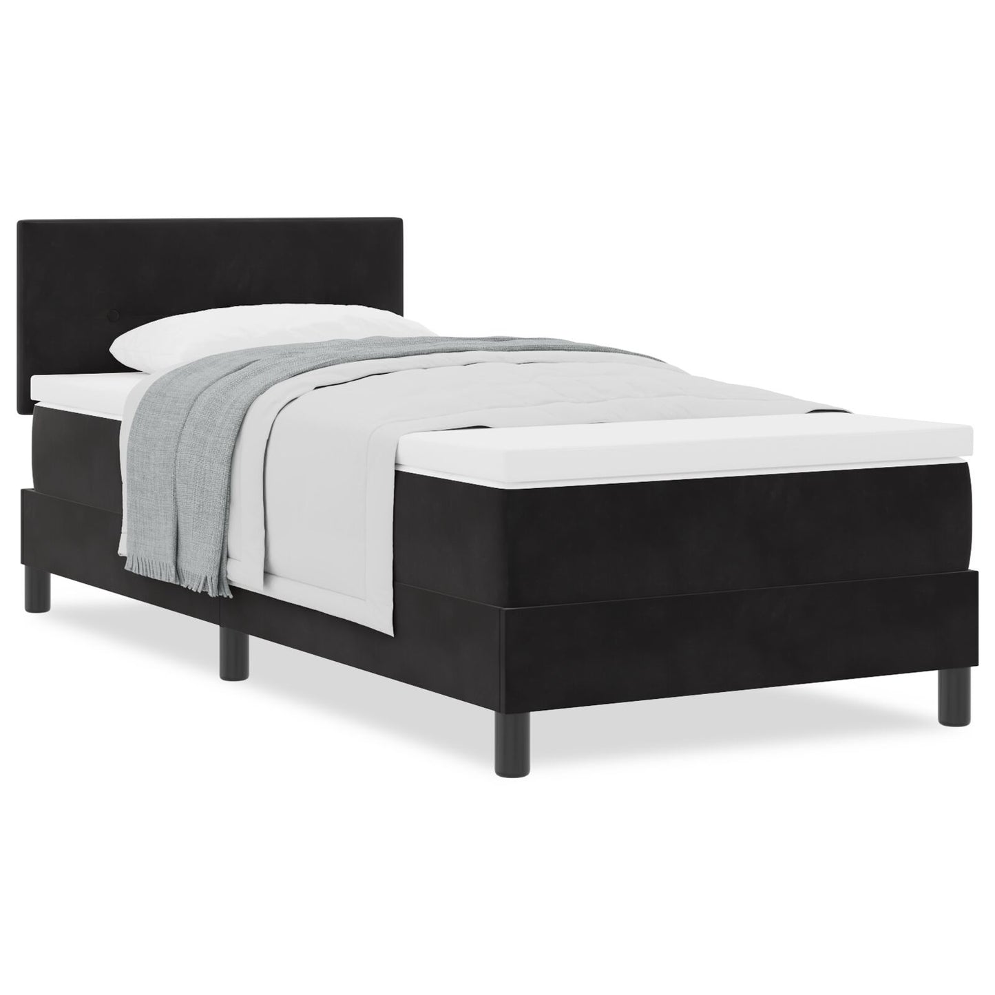 Boxspringbed Met Matras Zwart 100X200 Cm Velvet Blauw