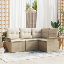 4-Delige Tuin Sofa Set Met Kussens Beige Poly Rattan