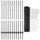 Fence with Pole Grey 1.2 x 25 m Steel and PVC
