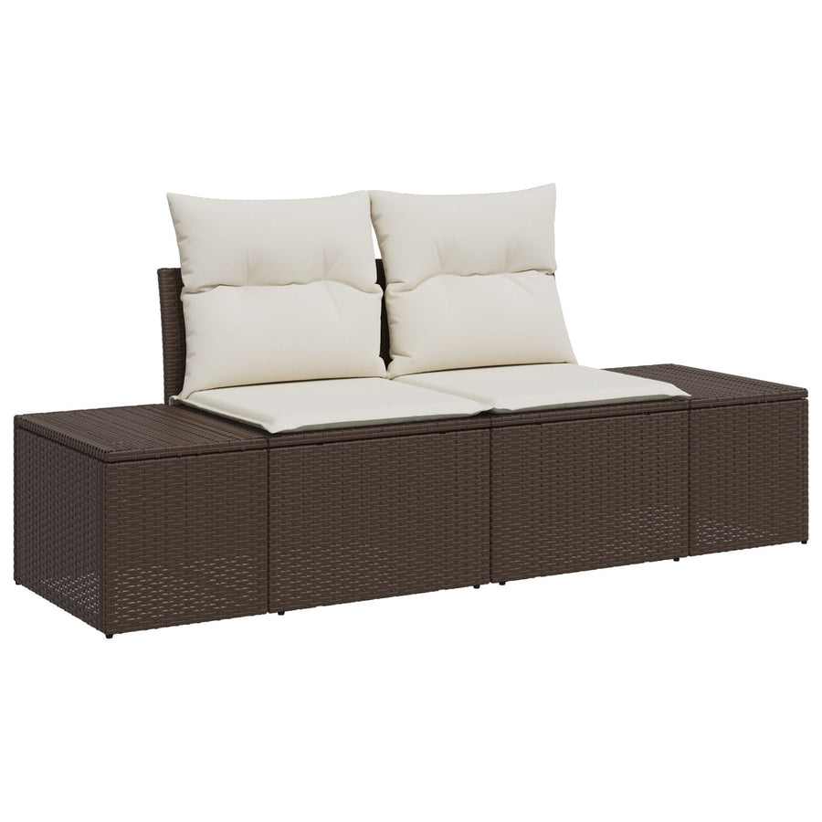 Tuin Sofa Set Set Van 9 Rattan, Polyester Bruin en crème zonder tafel
