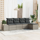 Garden Sofa Set with cushions 5 pcs Light Grey poly rattan