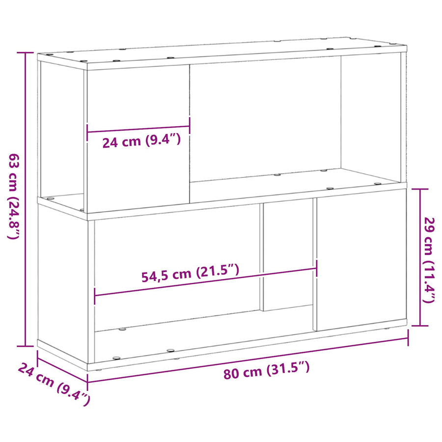 Witte Tv-Kast Van Bewerkt Hout Zwart eiken 80 x 24 x 63 cm