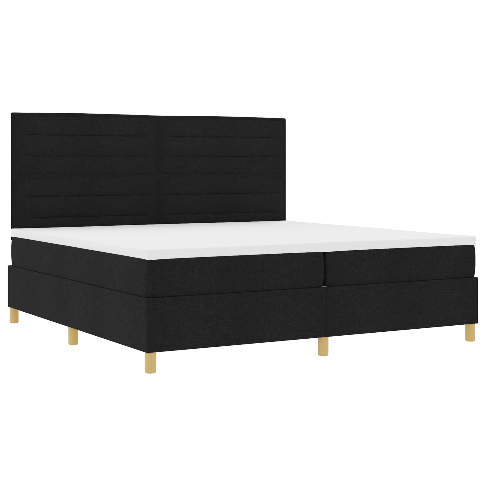 Boxspring Bed Met Matras Zwart 200X200 Cm Stof Blauw